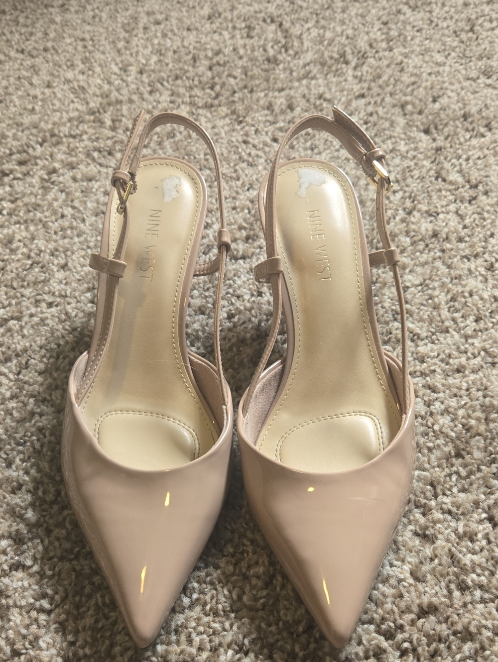 Nine West Women's Nude Patent Slingback Pointed-Toe Pumps
